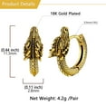 thumbnail image 6 of U7 Dragon Earrings for Men 14K Gold Plated Hoop Earrings Personalized Punk Rock Stainless Steel Huggie Earring, 6 of 6