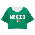 thumbnail image 4 of Women's Football Jersey Shirts Mexico Cropped Crewneck Short Sleeve Short Printed T Shirt Top Casual Summer Tee Tops L, 4 of 4