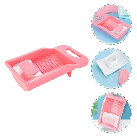 HOOWIFFY Hand Washing Clothes Tools Washboard Pink 1 Set
