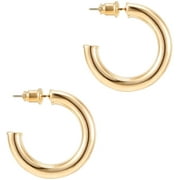 MONZOTO PAVOI 14K Gold Colored Lightweight Chunky Open Hoops | Gold Hoop Earrings for Women