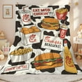 thumbnail image 5 of Chicken Nugget Milk Print Soft Blanket - Lightweight and Durable, Black and White Design with Food Illustrations Perfect for Food Lovers, Chicken Nugget Blanket, 5 of 7