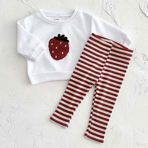 Amidoa Girls 2 Piece Outfits Fall Winter Clothes Long Sleeve Top and Casual Pants Kids Clothing Sets Size Red 18 Months