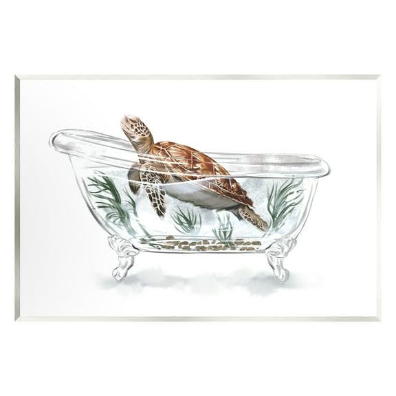 Stupell Industries Turtle Swimming Bathtub Habitat Animals & Insects Painting Unframed Art Print Wall Art