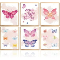 Watercolor Butterfly Wall Art Decor Poster Motivational Quotes Wall Poster for Bedroom Living Room 8x10 in Unframed Set of 6