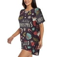 thumbnail image 2 of "Wukai Merry Christmas Women's Pajama Set - Short-Sleeve Top and Shorts with Elastic Waistband and Pockets for Loungewear, Yoga, and Casual Wear-4X-Large, 2 of 8