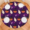 thumbnail image 2 of Halloween Stretch Round Tablecloth with Elastic Hem - 52 Inch Elasticized Cover for Kitchen Dining Party, Tear Resistant, 2 of 6