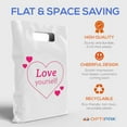 thumbnail image 5 of OPTIPAK Plastic Bags with Handles – 12x15 Merchandise Bags for Small Business, Die-Cut Retail Boutique & Shopping Bag, Goodie Bag & Trade Show Supplies – Love Yourself (Pack of 100), 5 of 5