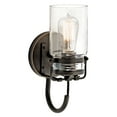 thumbnail image 2 of Kichler Brinley Vintage Industrial 1 Light Olde Bronze Wall Sconce with Clear Glass, 2 of 8