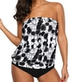 thumbnail image 2 of Gibobby Conjunto de traje de baño de bikini Sujetador deportivo cruzado para mujer, ropa de playa con estampado Vintage, conjunto de Bikini para nadar, t(Negro,CH), 2 of 5