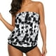thumbnail image 3 of WILLBEST Traje de Baño de Dos Piezas para Mujer, Tankini con Sujetador Ajustado, Estampado Vintage, para Playa, Tankini, Bandeau, Push-Up, 3 of 7