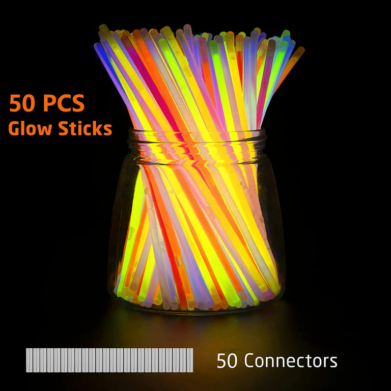Glow Fever Glow in The Dark Sticks - 50 ct 6 Glow Sticks Bulk Party Pack with End Caps & Lanyards - Glow Party Favors for Conce