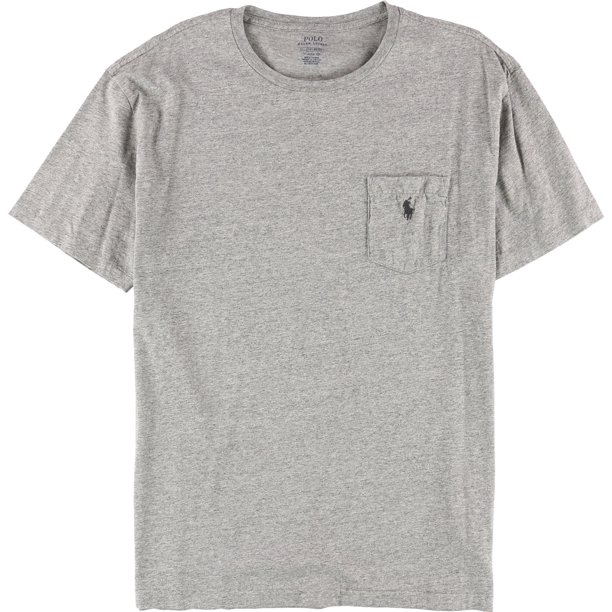 Ralph Lauren - Camiseta básica con bolsillo para hombre, color gris, talla mediana Ralph Lauren Camiseta básica