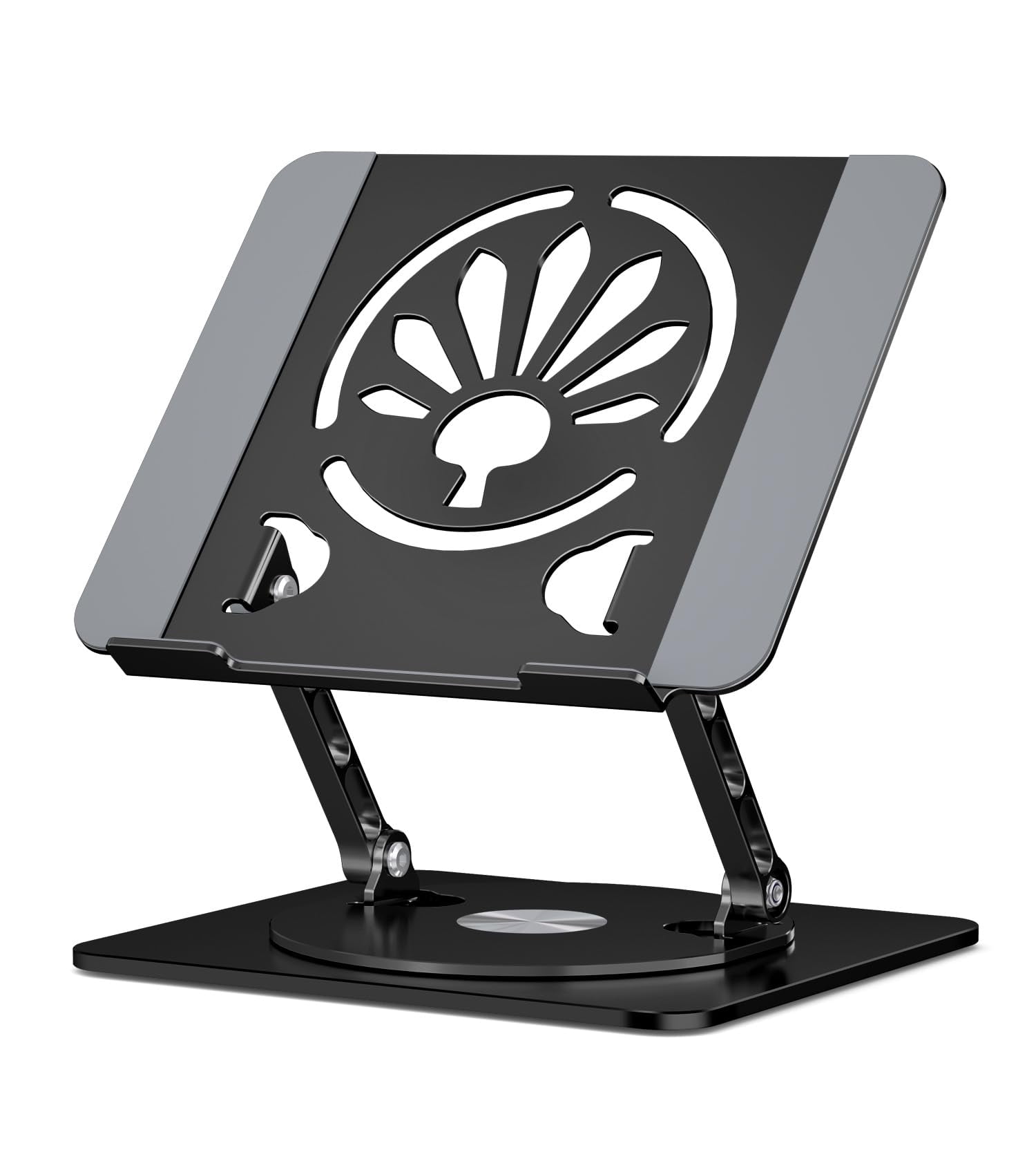 Adjustable Laptop Stand For Desk-360° Rotating Base Aluminum Riser Computer Office Home Macbook Pro/air Up To 16'' Black