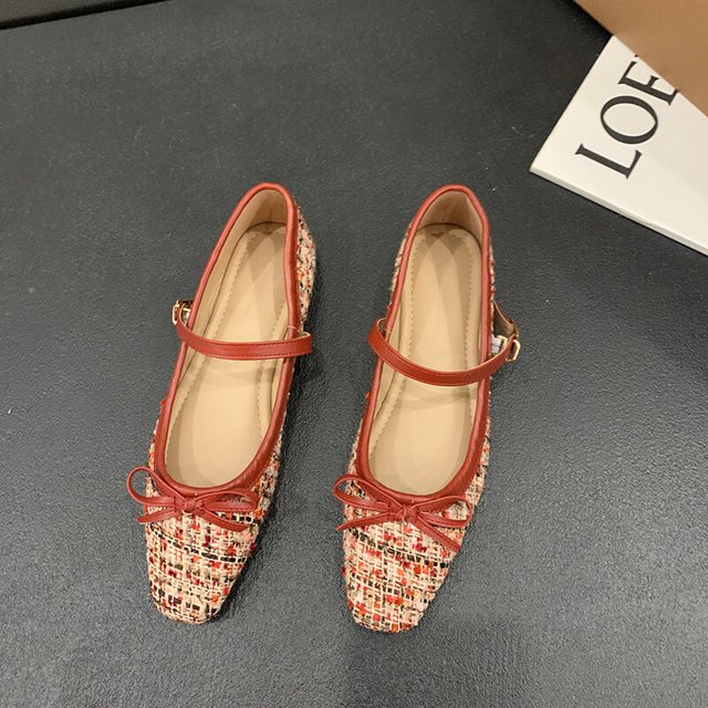 Mocasines elegantes, zapatos de primavera para mujer, zapatos de suela blanda con hebilla para mujer, zapatos planos a la moda con punta redonda y pequeña fragancia para abuelita, zapatos 35 Gao Jinjia LED