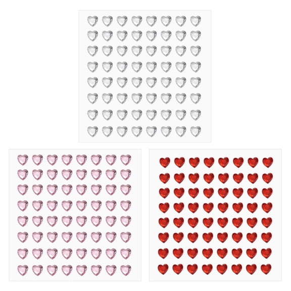 Uxcell Heart Stickers, Self Adhesive Acrylic Heart Rhinestones Jewel Sticker for Crafting Decor Makeup DIY White/Pink/Red