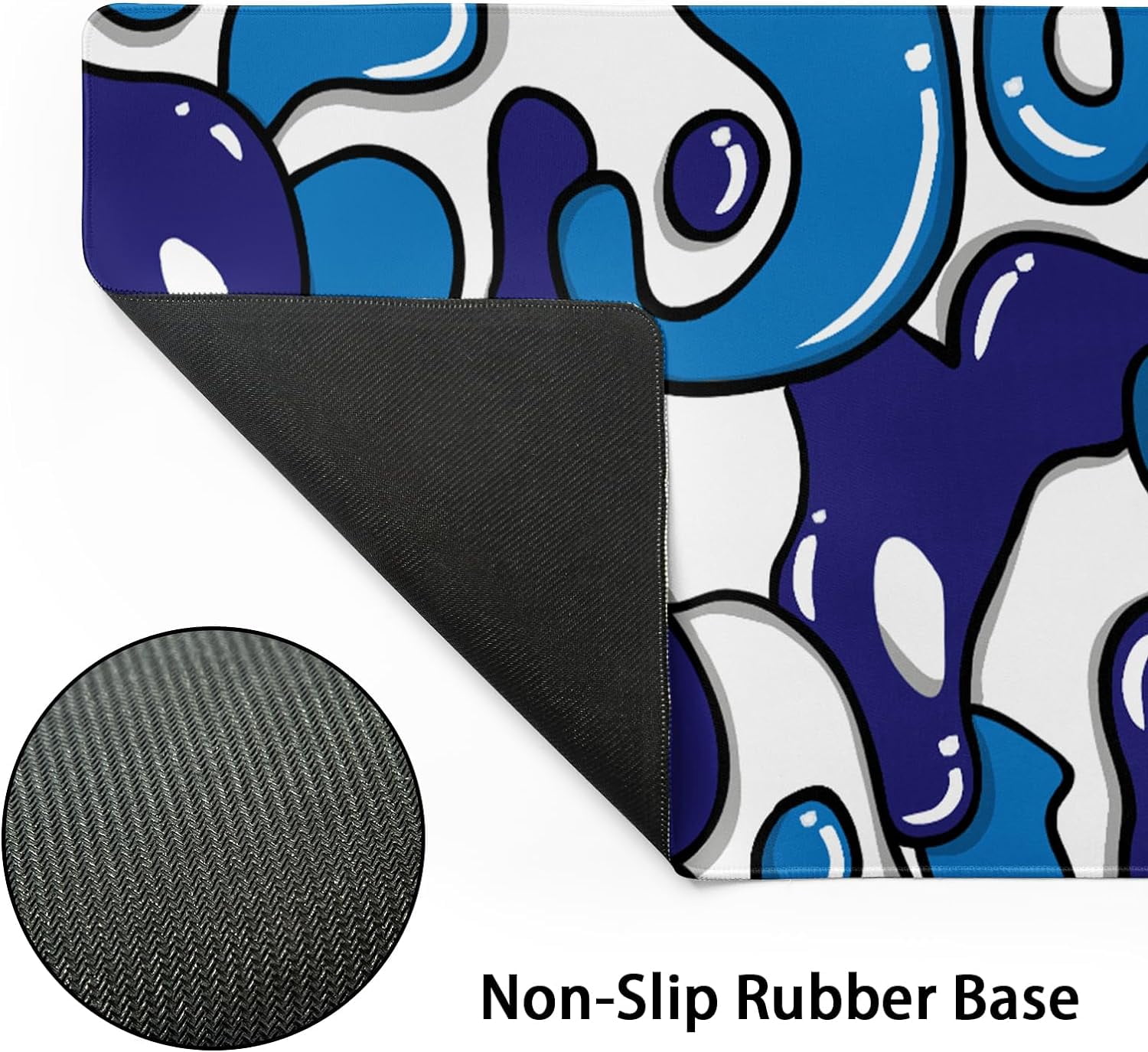 Navy Blue White Mouse Pad Gaming Desk Pad Geometric Japanese Anime Cool Extended XXL Mouse Pad 35.4X15.7 Inch Full Desk Mousepad Gaming with Stitched Edges Non-Slip Base for Desktop Keyboard Pad