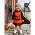 thumbnail image 6 of RUINIXCW Baby Girls 2Pcs Halloween Outfits Long Sleeve Romper + Pumpkin Overall Dress Set Newborn Clothes Cosplsy, 6 of 9