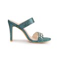 thumbnail image 3 of BLISSFUL STEP Women's Glitter Rhines Stiletto Heel Sandals Green 10, 3 of 8