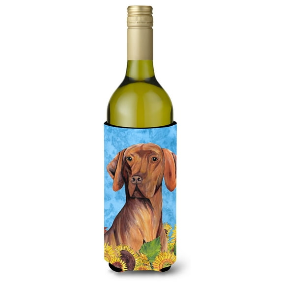 Vizsla in Summer Flowers Wine Bottle Hugger