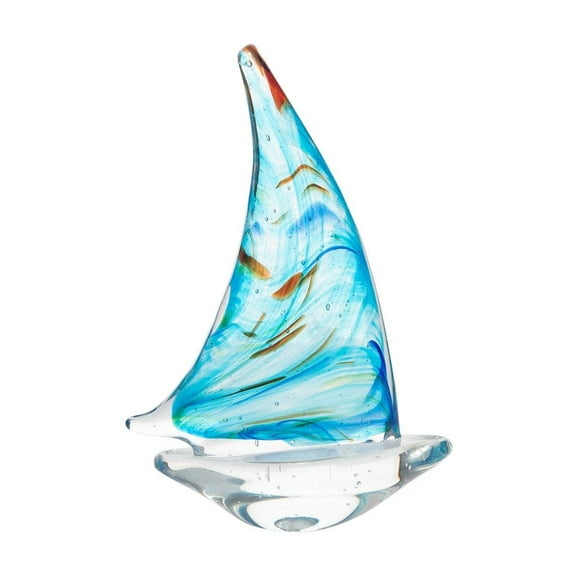 Beachcombers B21263 Glass Marbled Sail Sailboat Figure, 7 inch