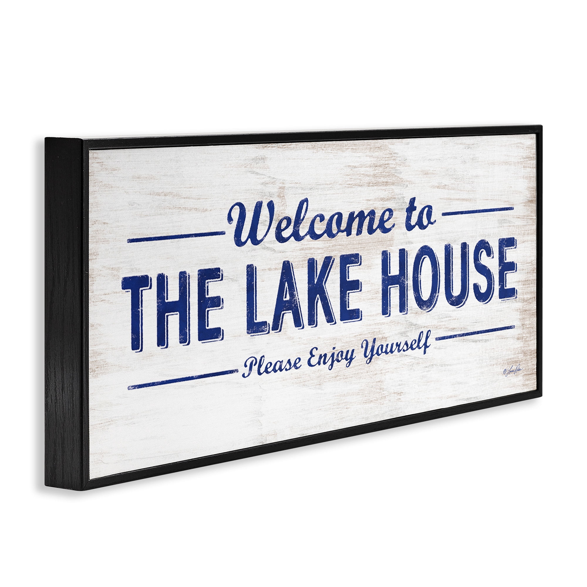 Stupell Industries Rustic Lakehouse Welcome Typography Painting Black Framed Art Print Wall Art, 24 x 10