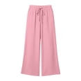 thumbnail image 7 of YuXingFu Womens Solid Tie Wide Leg Long Pants Pink XL, 7 of 7