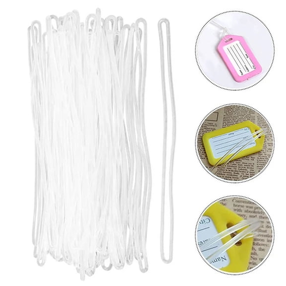 Hugtrea 50Pcs Travel Tags Reusable PVC Badge Holder Strap Practical Luggage Tag Loop for Backpack Suitcase ID Label Holder Travel Accessories