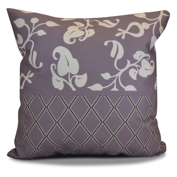 E by Design Lattice Floral Scroll Dot Print Outdoor Pillow