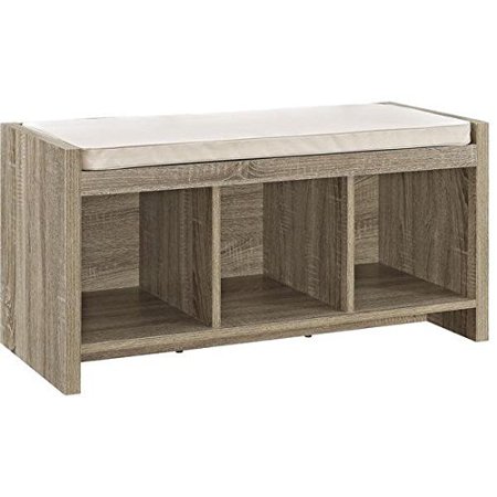 bench cushion oak storage entryway greene avenue furniture distressed cubbies sonoma beige open penelope ameriwood gray staples
