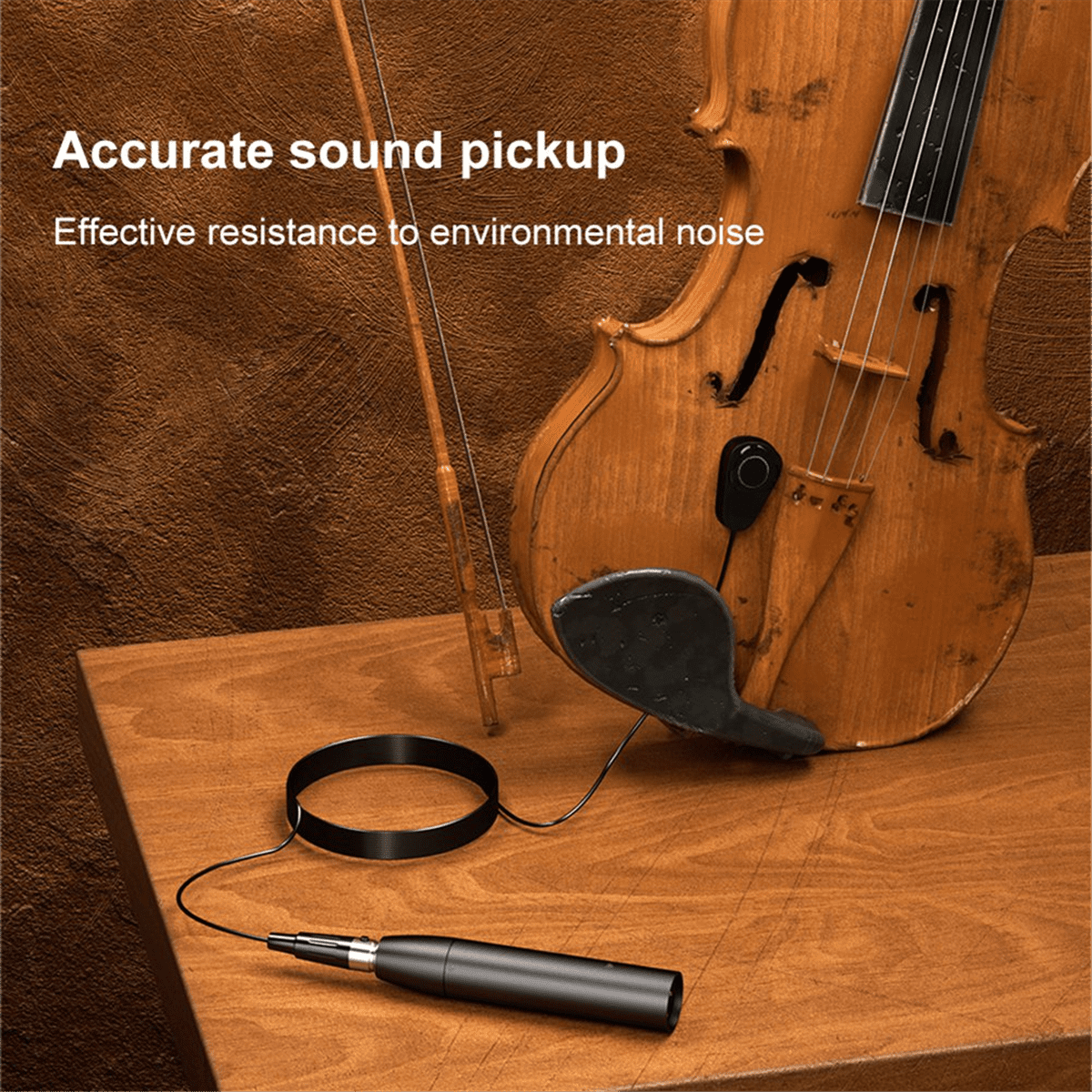 GC411 Instrument Pickup Wired Violin Microphone Musical Condenser Mics Omnidirectional with 5M Wire