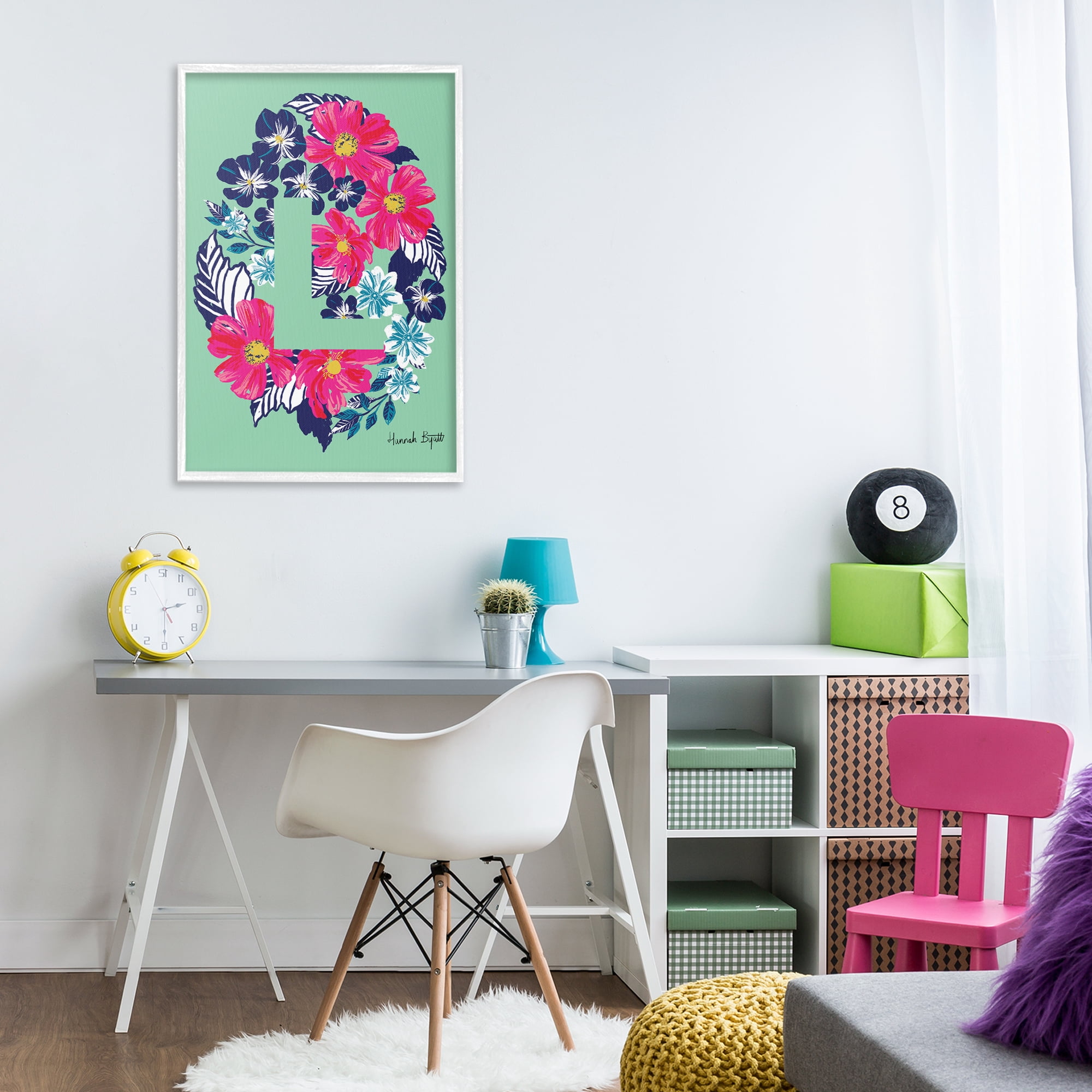 Stupell Industries Floral Bloom Letter L Botanical & Floral Painting White Framed Art Print Wall Art, 20 x 30