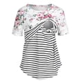 thumbnail image 2 of WISEFIN Women Maternity Floral Stitching Striped Short Sleeve Nursing Breastfeeding T-Shirt Tops, 2 of 4