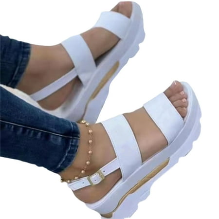 

Breathable Ankle-Strap Shoes Pin Buckle Closure Casual Strappy Beach Shoes for Summer Outdoor for Comfort Summer Outdoor Beach Sandal Shoes 36 White
