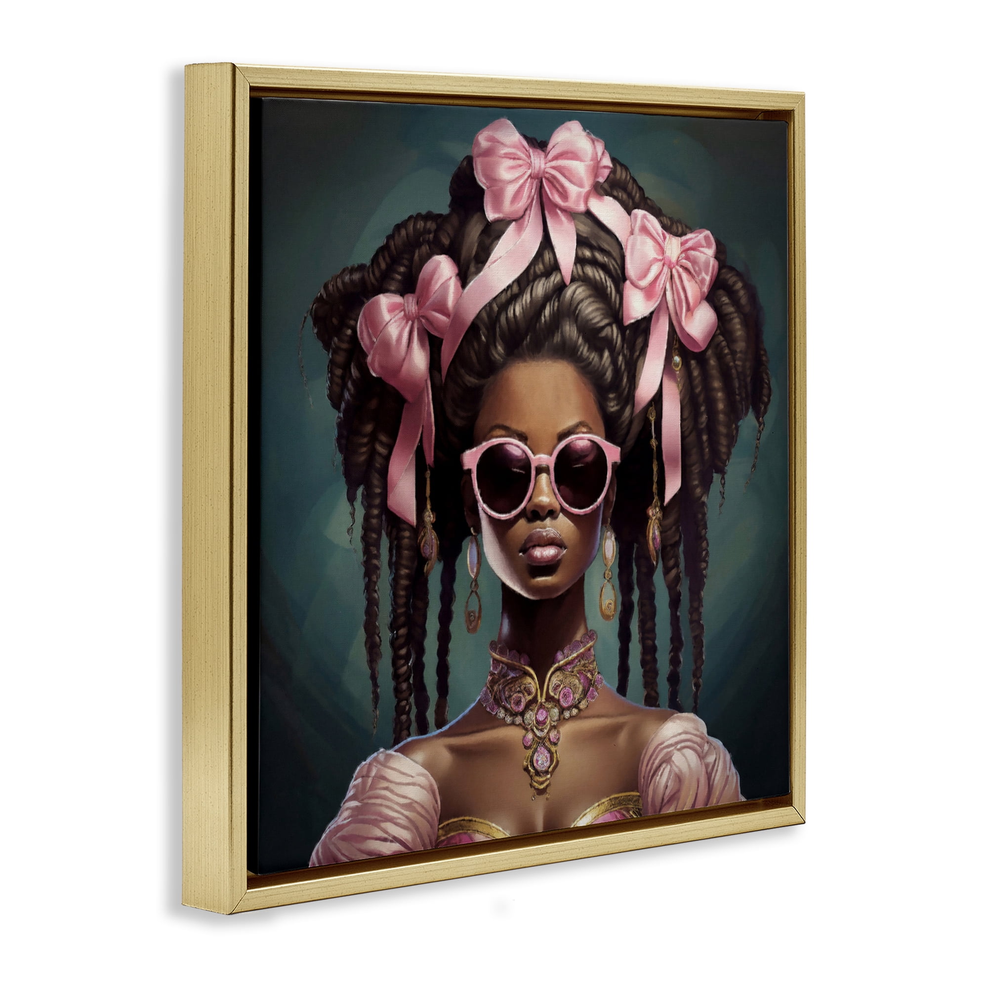 Stupell Industries Rococo Woman With Bows Gold Framed Floater Canvas Wall Art, design by Grotto Studios