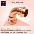 thumbnail image 4 of DMNI ProPress 3/4" Plumbing Copper Fitting – 90 Degree PEX Elbow Copper Fitting Lead Free – 20 Pack, 4 of 5