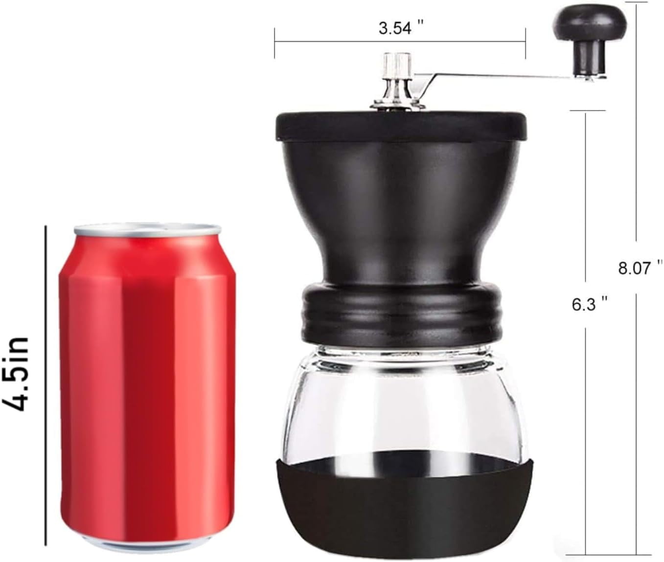 Manual Coffee Bean Grinder with Ceramic Burr, Hand Coffee Grinder Mill Small with 2 Glass Jars( 11OZ per Jar) Stainless Steel Handle for Drip Coffee, Espresso, French Press, Turkish Brew