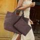 thumbnail image 5 of Bolso de mano de moda bolso de hombro femenino tejido PU grande con monedero (café), 5 of 5