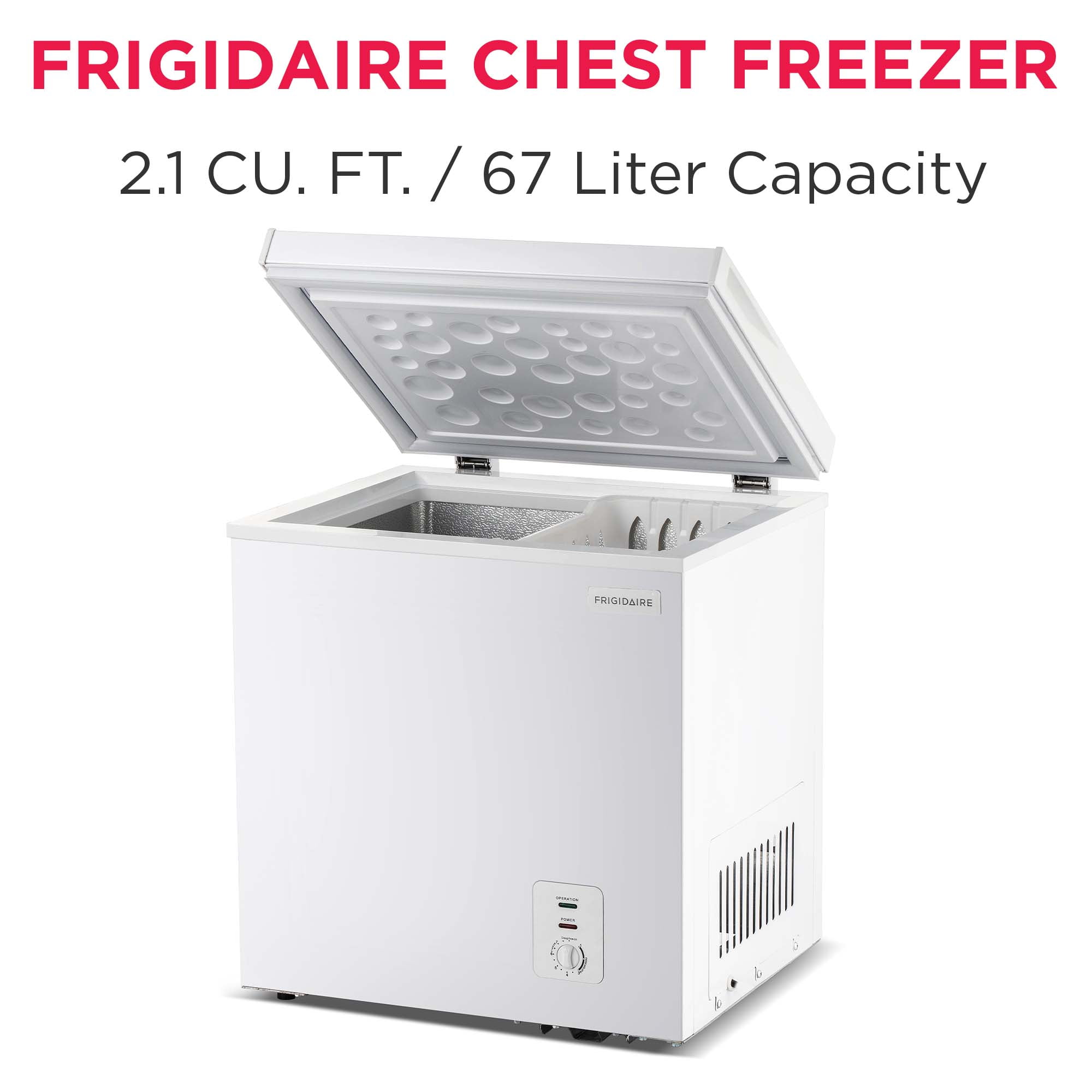 Frigidaire 2.1 Cu. ft. Garage Ready Chest Freezer, Compact Deep Freezer in White