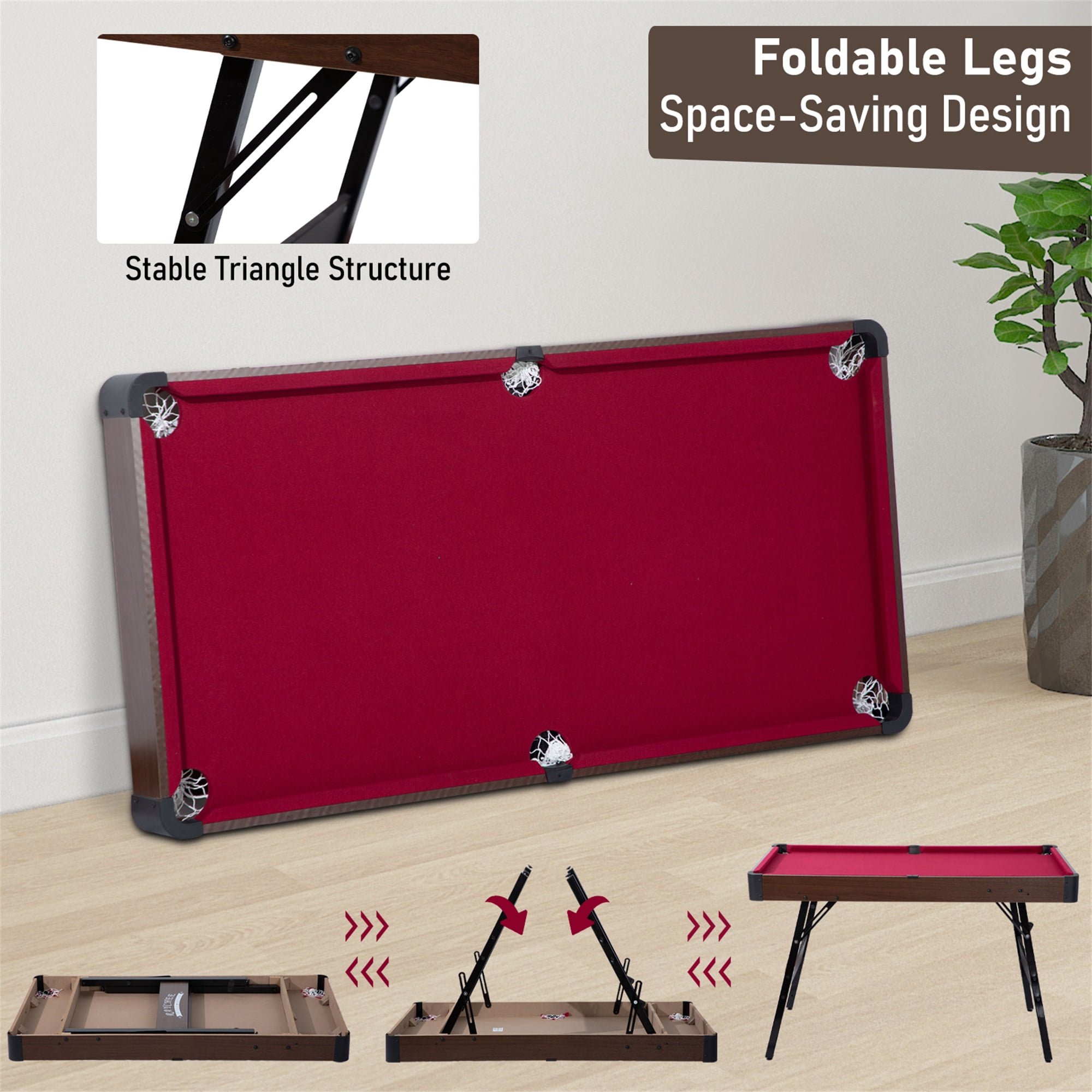Raychee Pool Table Red RayChee 48in Portable Pool Table, Folding Billiard Thailand | Ubuy