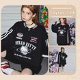 thumbnail image 2 of Sanrio-suéter negro de Hello Kitty para mujer, traje de locomotora holgado Retro americano de Anime Y2K Spicy Girl, Top ajustado con cuello en V a la moda, 2 of 4