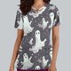 thumbnail image 1 of Puntoco Top de lactancia informal con cuello en V, manga corta y estampado de Halloween para mujer, 1 of 5