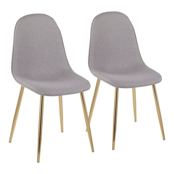 Cterwk Set of 2 Dining Chair with Gold Steel Legs, Linen Side Chair for Living Room, Dining Room, Gray