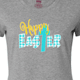 thumbnail image 4 of Inktastic Happy Easter with Cross in Teal Plaid Women's T-Shirt, 4 of 5
