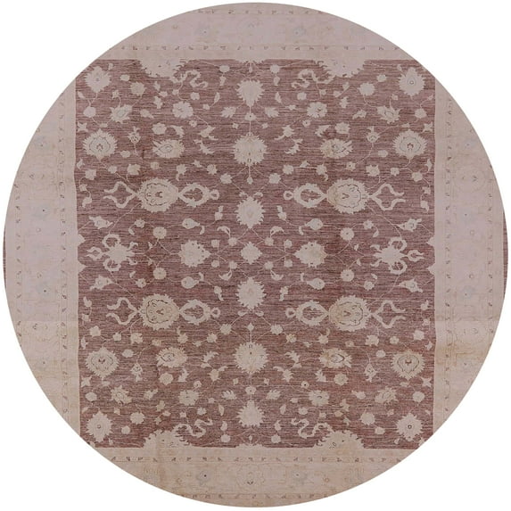 Ahgly Company Machine Washable Indoor Round Industrial Modern Dark Almond Brown Area Rugs, 6' Round