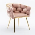 thumbnail image 5 of Luxury Velvet Barstools, Modern Sofa Chair with Golden legs, Single Make-up Chair with C-shaped Backrest, Household Dresser Stool for Bedroom, Office, Living Room, Pink, 5 of 9
