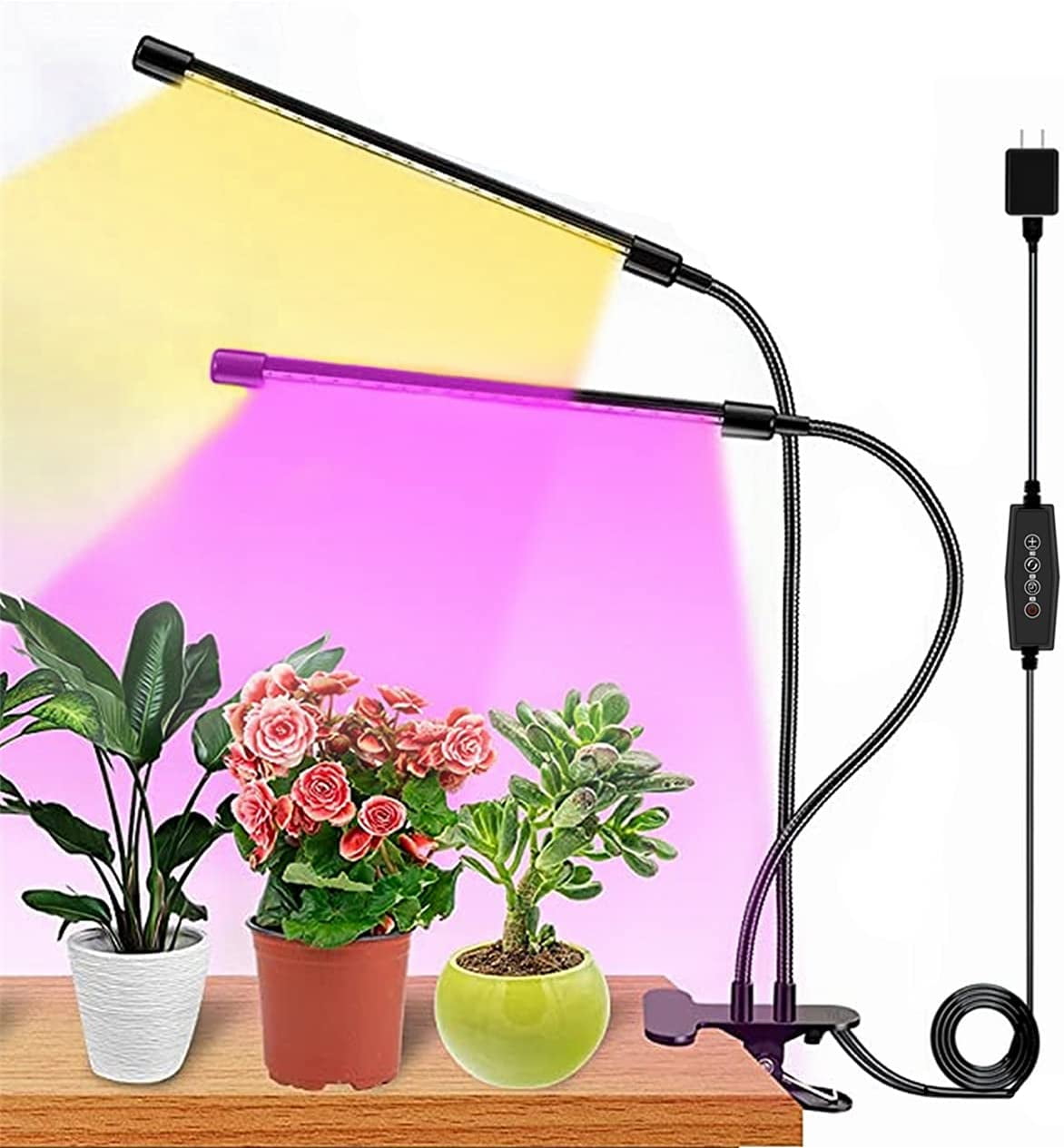 30W 60LED Dimmable Full Spectrum Grow Light 3-Head Indoor Plant Lamp with Timer