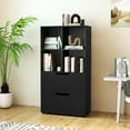 thumbnail image 2 of Barara King 4-Cube Bookshelf with 2 Drawers, 51Inch 5-Tier Freestanding Bookcase Display Standing Shelf for Living Room, Bedroom, Office Room, Study Room, Black, 2 of 7