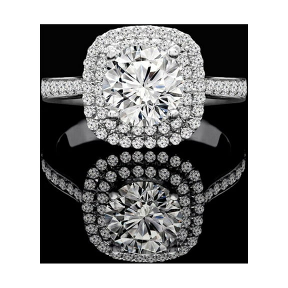 2.20 Cts Certified Cushion Shape Moissanite Diamond Engagement Ring, Promise Ring, Halo Ring , Promise Ring ,Anniversary Ring , Wedding Ring