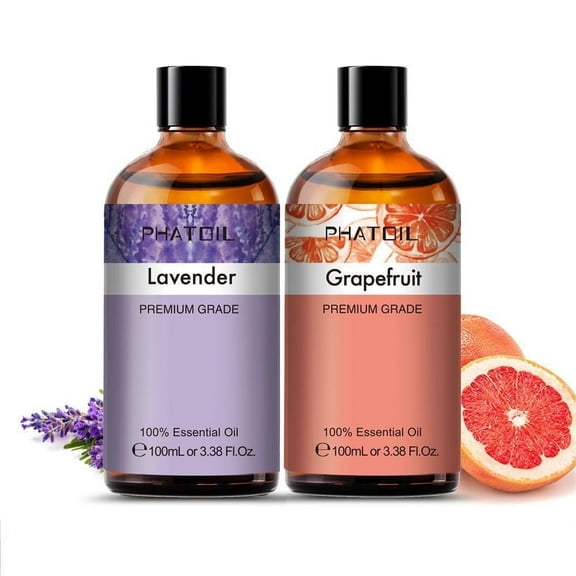 Phatoil 3.38 Fl.Oz Grapefruit Essential Oil Lavender Oil For Hair Skin Home Diffuser (2Pcs)