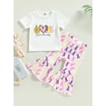 thumbnail image 2 of WIFORNT Ensemble de Tenue de Pâques pour Filles Tout-Petits Manches Courtes Col Rond + Pantalon Évasé Imprimé Bunny, 2 of 9